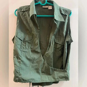Women Vest Jacket Shirt St JOHNS-BAY® ESTABLISHED 1904 Size16 ( M/ L) Army Green